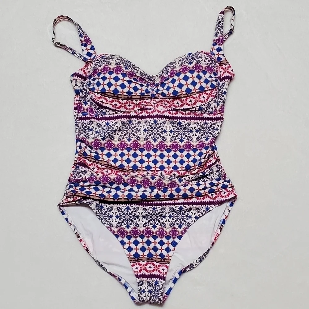 LA Blanca Romance OTS Sweetheart Mio Multi-color Padded One-piece Swimsuit 10